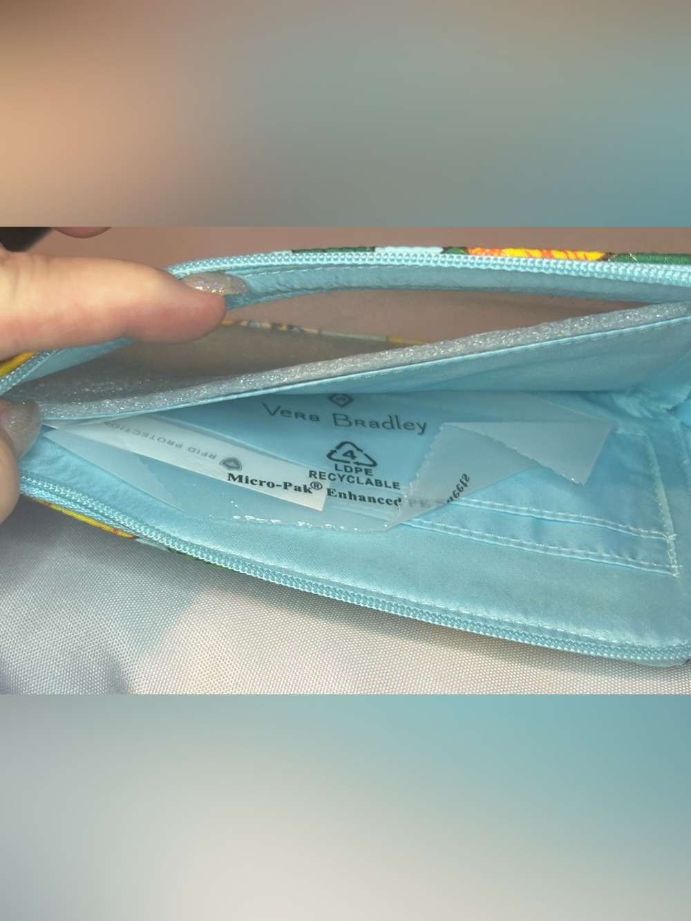 Vera Bradley Light Blue Lemon Wristlet Clutch - Picture 4 of 5
